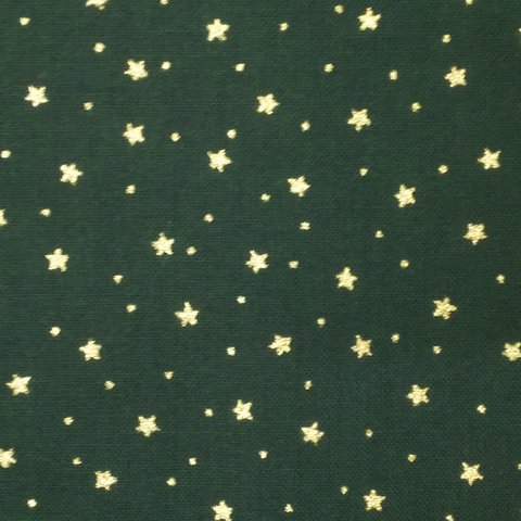 シーチング生地【50×110cm】 星 星柄 スター 金ラメ 冬 クリスマス Xmas 小さい柄 緑 グリーン