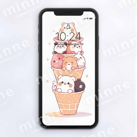 [かわいい／パンダ／クマ／熊／Panda ice cream／アイスクリーム]壁紙　スマホ壁紙　大人気-J