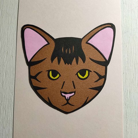 色切り絵はがき（キジトラ猫）製作キット