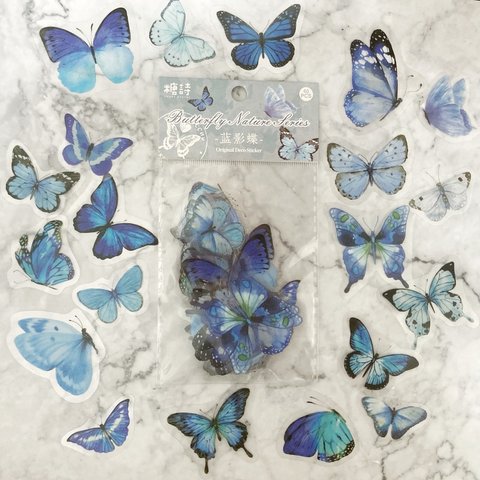 PETシール　藍影蝶