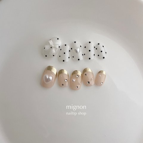 new! #48 【 size order 】nail tip - ribbon 🎀 heart ♡" 