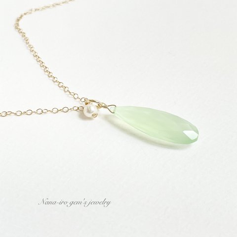 14kgf light green chalcedony necklace