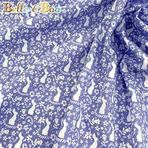  【75cm×50cm】Belle&Boo fabrics 生地 綿 布 Ditsy Boo ベルアンドブー ファブリック デコパージュ カルトナージュ 総柄 うさぎ　送料無料