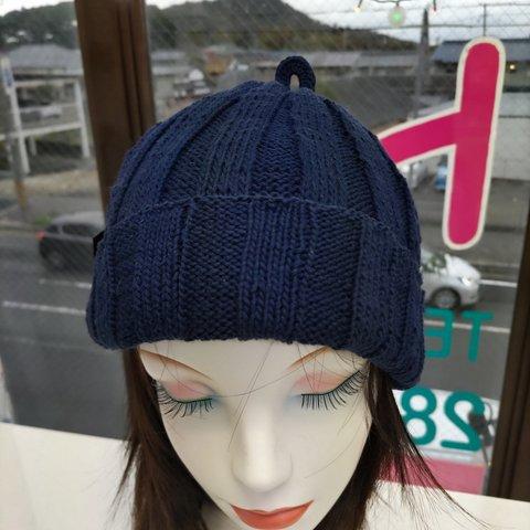 のんちゃんの手作りシンプル紺帽子