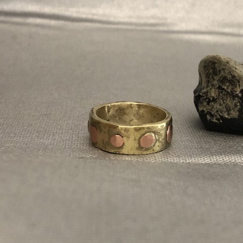 銅と真鍮の指輪　(9ドット)