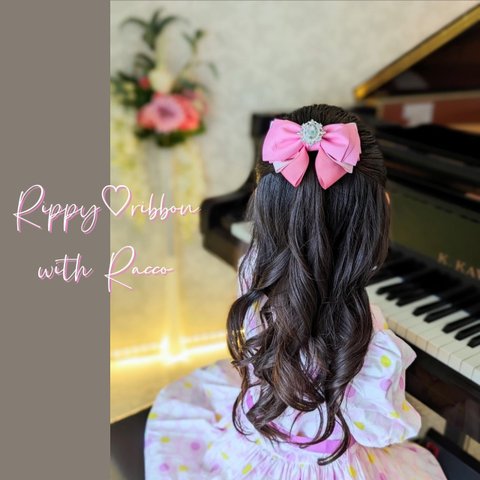 3色のhappyピンクが織りなす💕ミルフィーユのようなりぼんのヘアアクセサリー