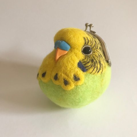 羊毛フェルト がま口 〜セキセイインコ〜