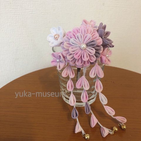 つまみ細工の髪飾り(下がり付き単品)