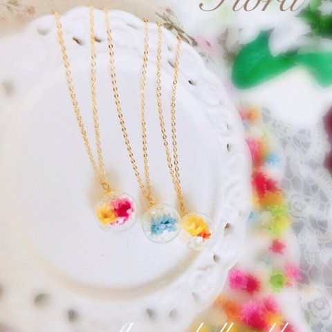 Flower ball necklace ・スターフラワー・母の日にも♪