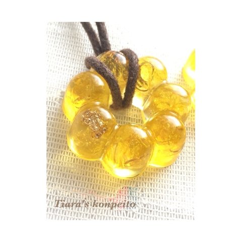仕事運・金運/シトリンとルチルクォーツの恵比寿様 お花型オルゴナイト(ysf-08)