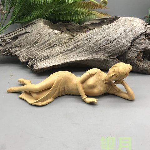 飾り置物 美女 女神 桧木材 精密細工 極上品 収蔵品  P67