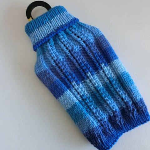 在庫セール品！№622　ワンちゃんセーター　グラデーションブルーの変わり編みセーター