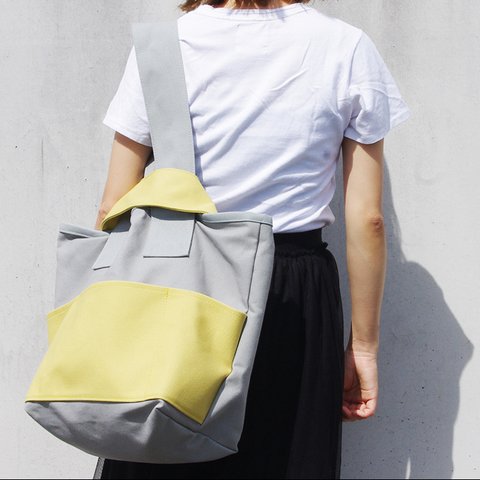 CLOUCHY SHOULDER BAG（ライトグレー×ライムイエロー）