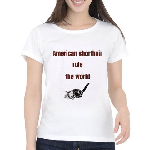 アメリカンショートヘア 猫 の 半袖 Tシャツ  〜猫が世界を支配する！〜 / レディース メンズ サイズ あります