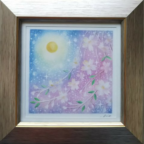 原画「月夜の枝垂れ桜」パステルアート