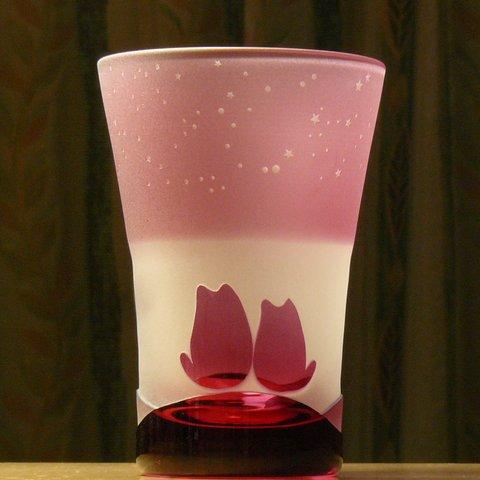 カップル猫の星降るタンブラー　～12星座 ピンク　(1個）