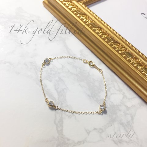 14kgf 》Triple zirconia bracelet ♦