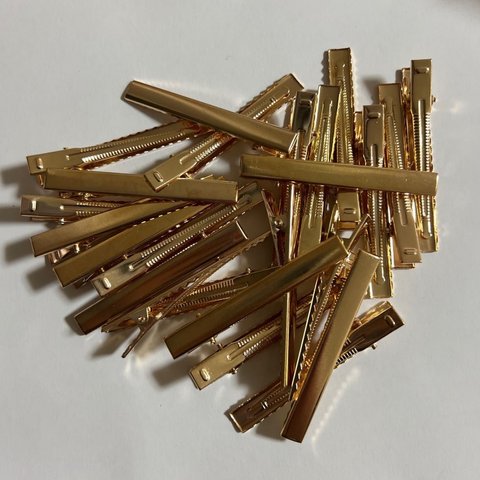 ワニ口ヘアクリップ　ゴールド　6.5 x 0.8cm  10個セット　パーツ　金具　ミニ　DIY　ヘアアクセサリー