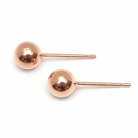 14KGF ピンクゴールドカラー ボールピアス 5mm【1ペア販売】(14K-424PST