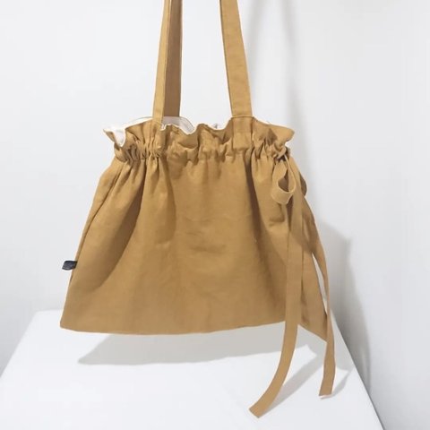 half linen tote bag