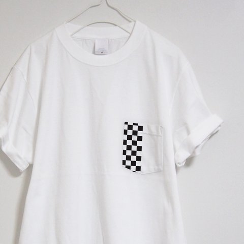 ※音楽系ポケットＴシャツ※　裏拍がカッコいい「スカ」がテーマ　※シンプルで着やすい！【ホワイト】しっかり生地のクルーネック  バックプリントも有り！