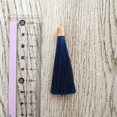 全21色【4個セット】タッセル（ゴールドキャップ付き・6cm）[ネイビー]