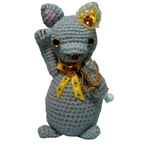 手編み招き猫 ハンドメイドのあみぐるみL００２(ニット人形)