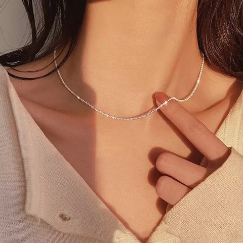 silver chain necklace / N03