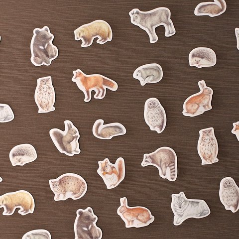 森の動物のフレークシール〔マステ素材〕