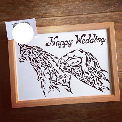 模様の一部に名前を入れた絵のオーダーメイド　結婚祝いや開店祝い、出産祝いなど