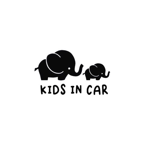 Baby in car ぞうさん　親子　elephant ステッカー　シンプル　ベビーインカー　kids in car