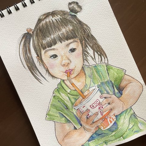 【似顔絵原画】水彩画イラスト　家族や大切な人へのプレゼントにも