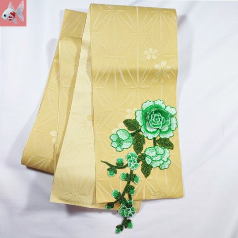 ◆花刺繍の半幅帯①