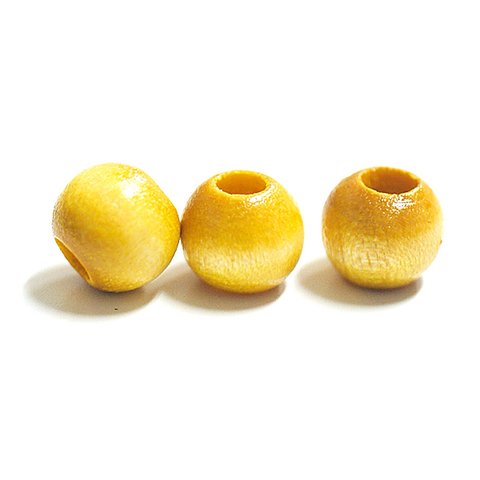 【25個＋5個】当店限定！Mustard Yellowマスタードイエローカラー8mm円形ウッド製ビーズ、パーツ