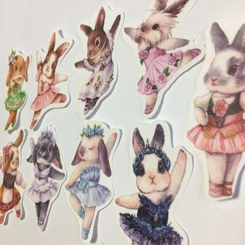 シールフレーク【Ballet Rabbit】９枚