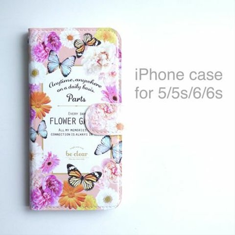 iPhone case (手帳型) for 5/5s/6/6s 【FLOWER GARDEN】