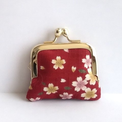 ■角型■小さいがま口：ちっちゃいがま口：角278：かわいいがまぐち：小さい財布：littlie purse：桜,桜吹雪,お花見,cherry blossoms