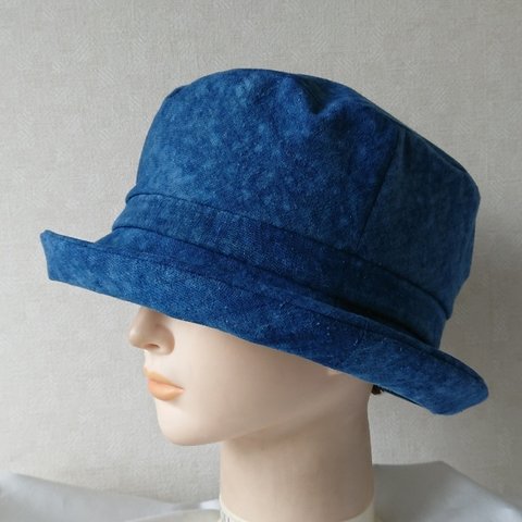 魅せる帽子☆絞り藍染めのクロッシュ        
