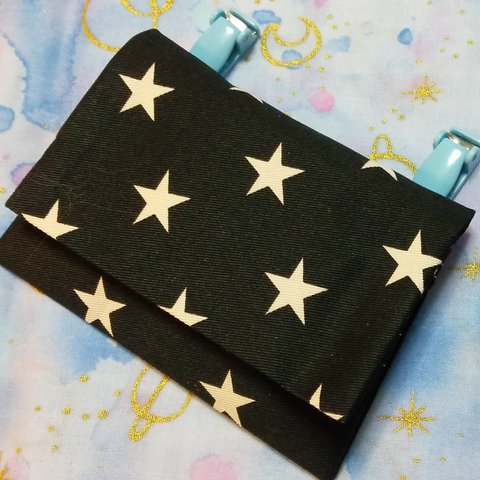 送料込み　ハンドメイド 移動ポケット シンプル 星柄　黒