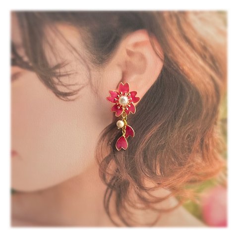 Sakura earrings cherry pink