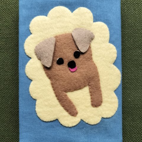 アップリケのブックカバー（文庫本サイズ）犬　みみ