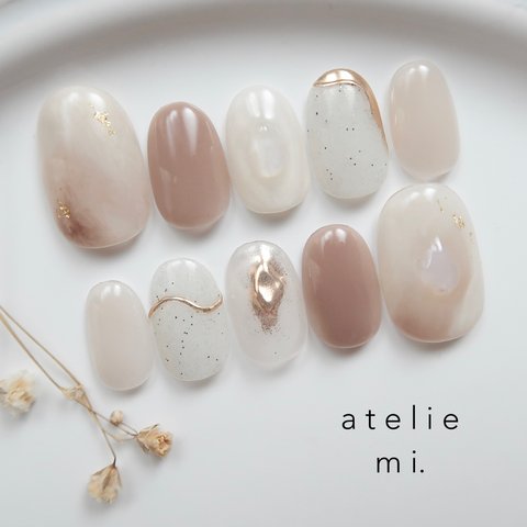 milk llatte nail*ニュアンスネイル　ブライダルネイル　前撮り 成人式　ネイルチップ　淡色ネイル　韓国ネイル