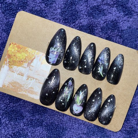 ブラックマグネットネイルチップ💅 020