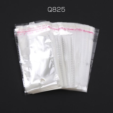 Q825  300枚  OPP袋 透明テープ付き 1穴 6.7×14cm  3X（100枚）