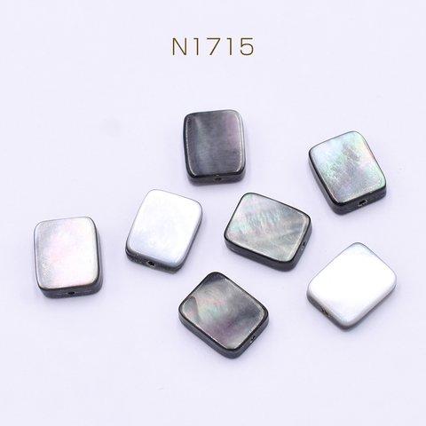 N1715 30個  黒蝶貝ビーズ ブラックシェル 長方形 8×10mm  3×【10ヶ】