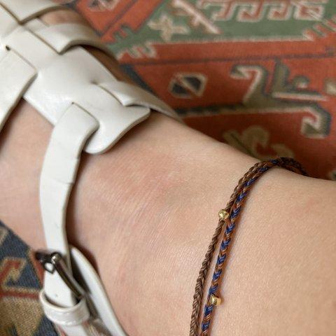 Set of 2 Anklets – navy blue x brown/light brown