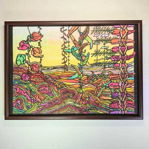 砂漠 ポスター 切り絵 絵画 アート 唐辛子 ハバネロ