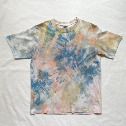 送料無料 "Coloring" 藍染+泥染Tシャツ オーガニックコットン使用　絞り染め 染色
