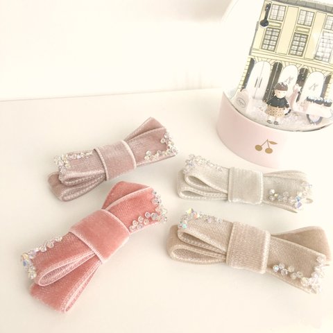 velvet  swarovski ribbon clip sizeM