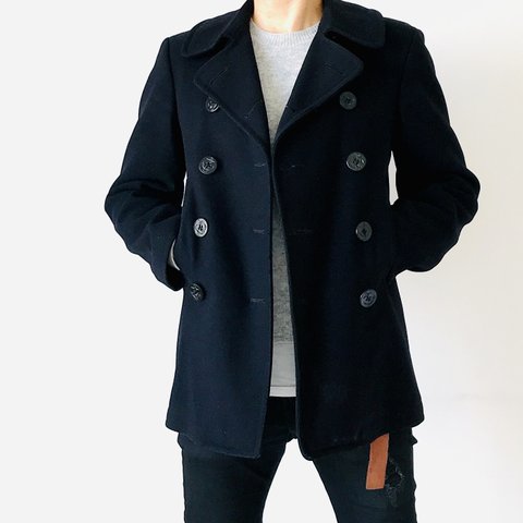 men's【nouvelle Ark  定番 ピーコート】 WOOL 100%  ネイビー (濃紺)   Pコート